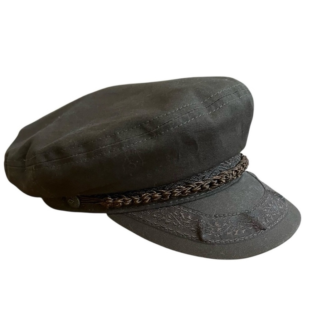 Brixton Black Fisherman’s Cap with Braided Trim